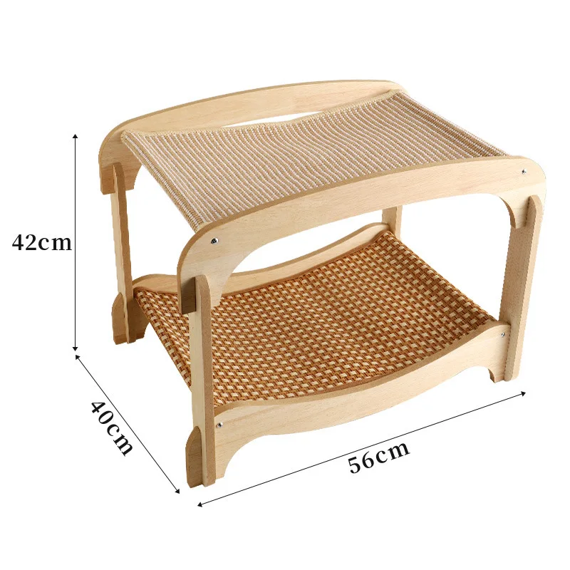 Rascador para gatos con cama integrada de dos pisos en sisal