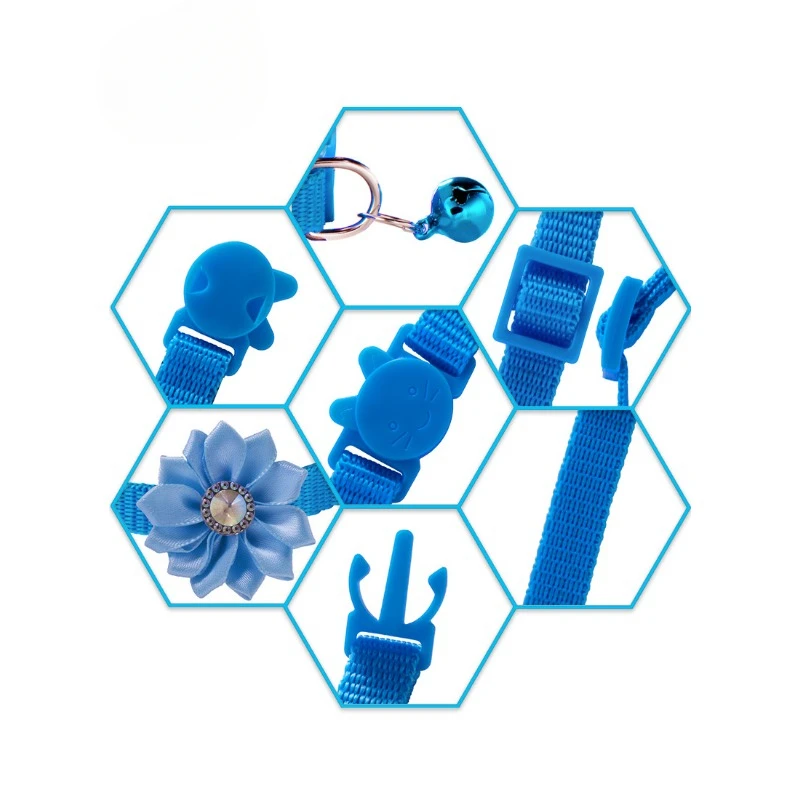 Etiqueta personalizada con nombre de mascota, decoración de flores con diamantes de imitación, Collar de seguridad para mascotas, hebilla antiasfixia, tamaño ajustable, adecuado para gatos y cachorros - imagen 4