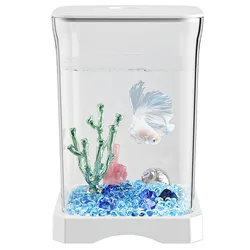 Acuario de escritorio con luz LED para pez betta, ecológico y creativo