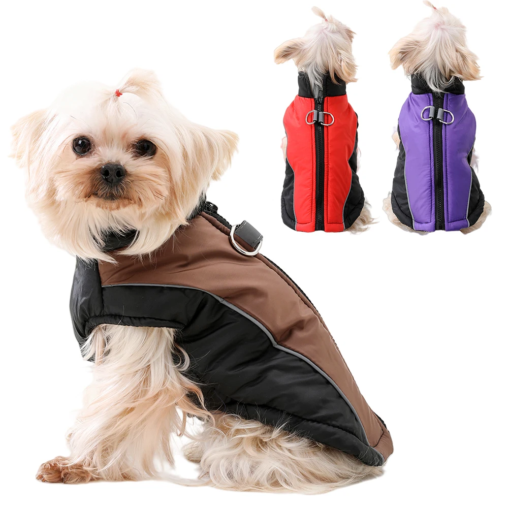 Ropa reflectante para perros pequeños y medianos, chaleco cálido a prueba de viento para gatos, abrigo con anillo en D, monos para Pug, trajes para mascotas