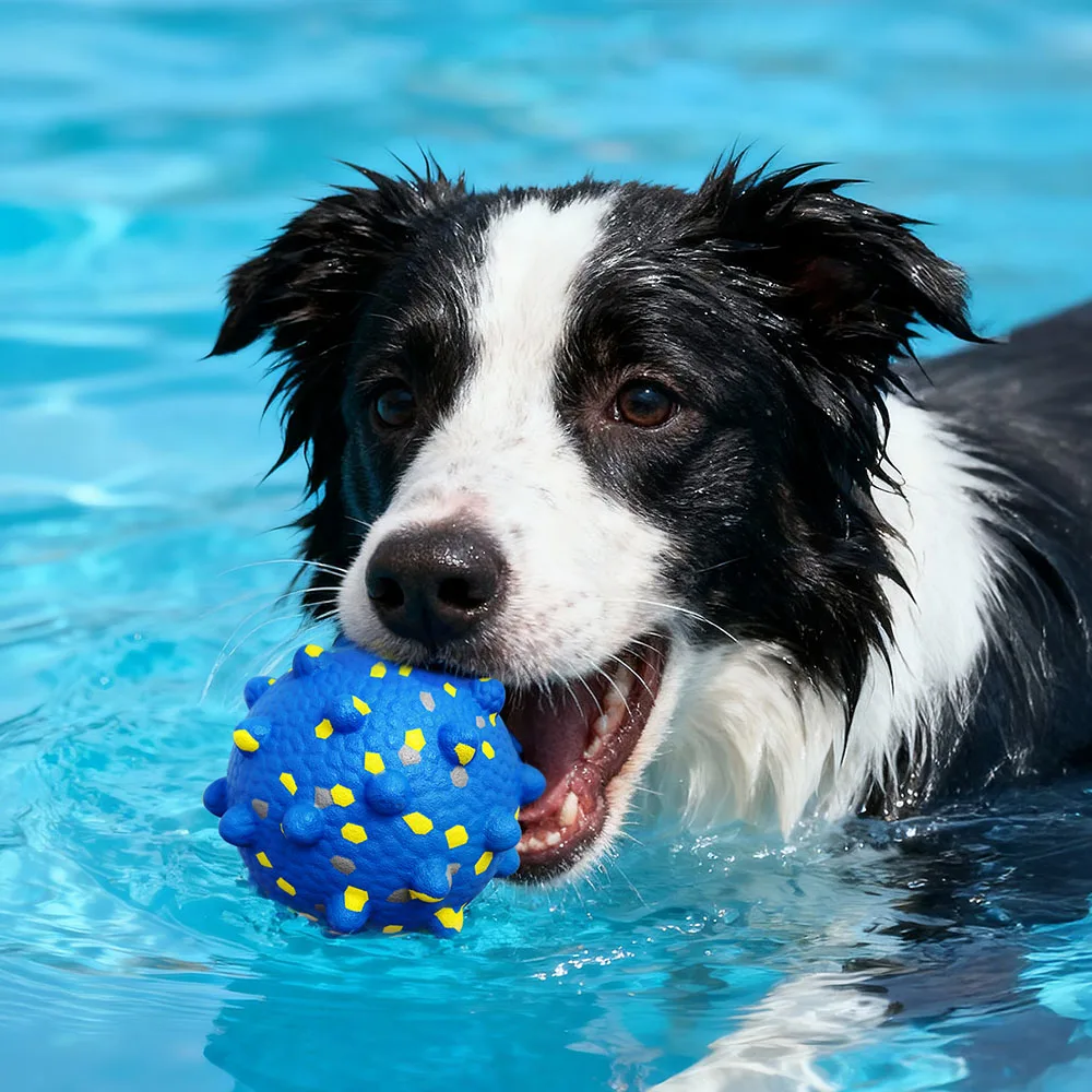 Bola para masticar indestructible para perros, juguete autoadhesivo para aliviar el aburrimiento, limpieza de la dentición, bola explosiva duradera para - imagen 3
