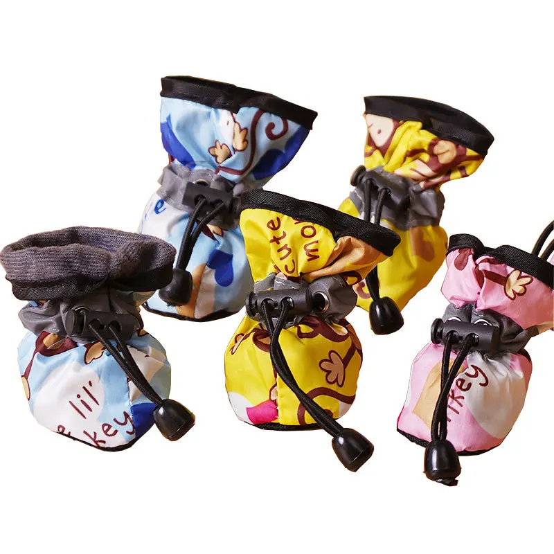 Zapatos impermeables para perros pequeños y medianos, botas cálidas para perros con parte inferior de felpa suave antideslizante para invierno, zapatos para cachorros de peluche Chihuahua - imagen 4