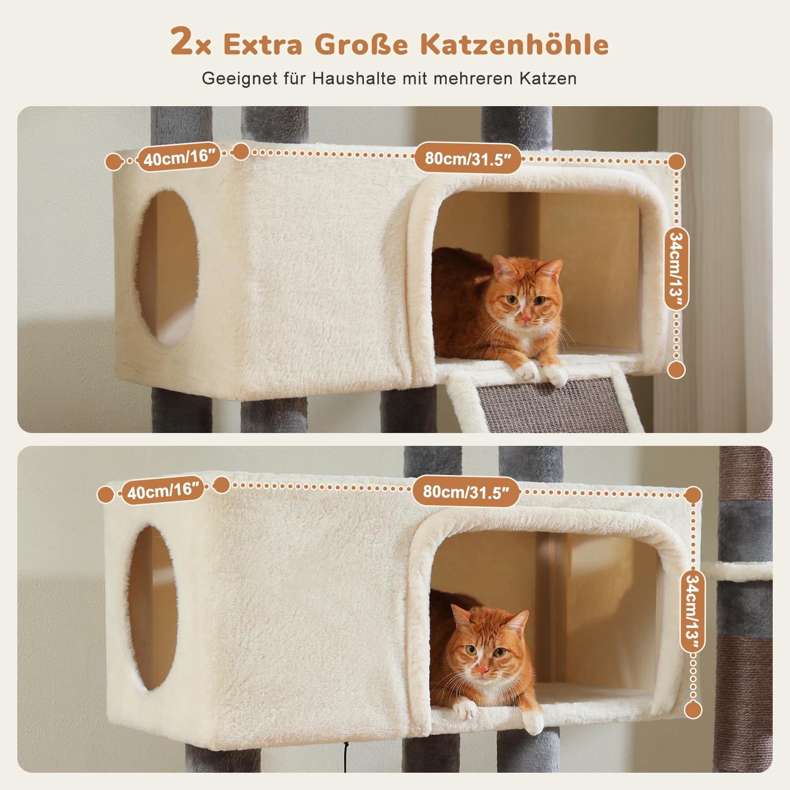 Árbol para Gatos Multinivel con Hamaca Grande y Postes de Sisal - imagen 5