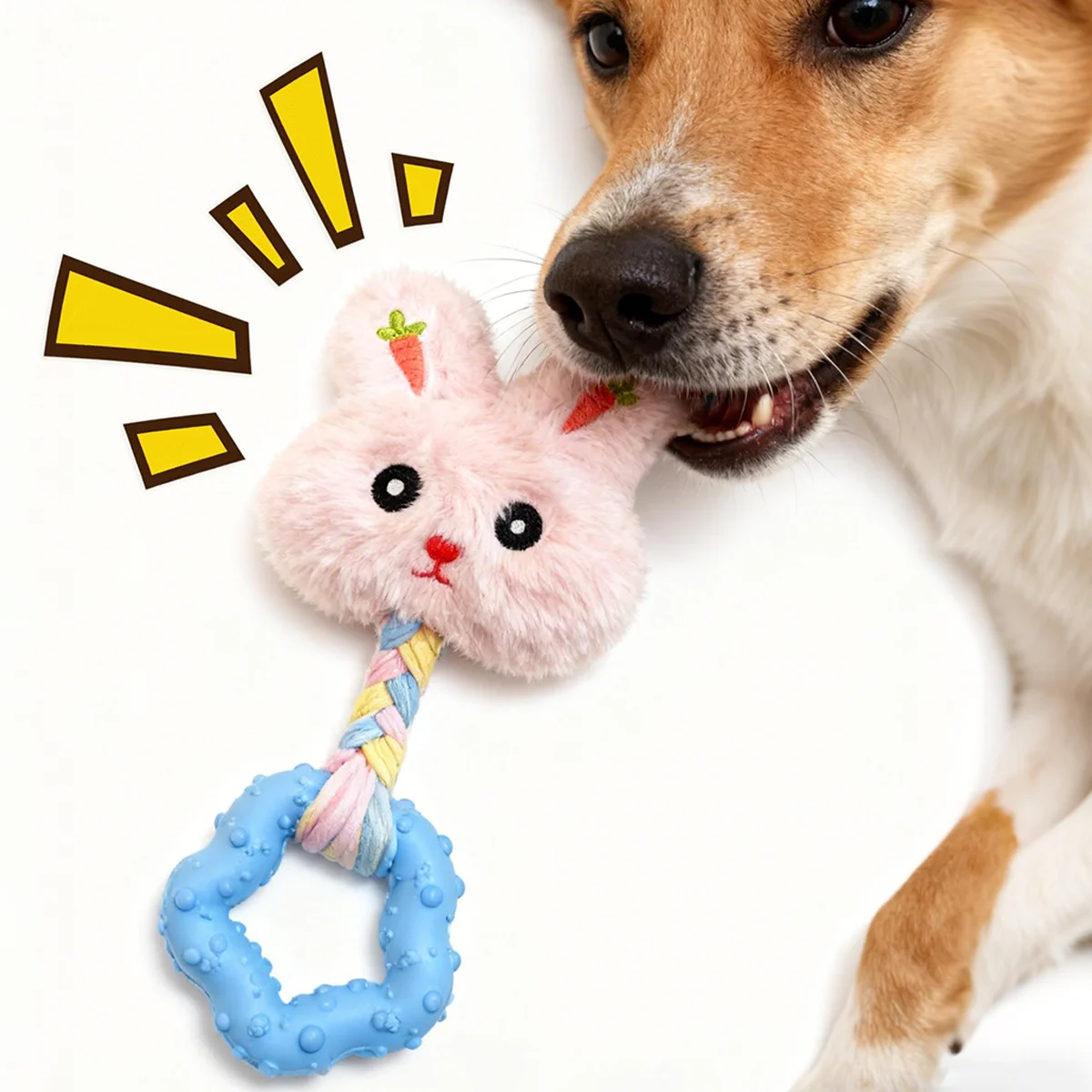 Juguete para perros chirriantes con forma de conejo, masticable Dental para rechinar los dientes, controlar el sarro y aliento fresco, satisface la urna de masticación Natural