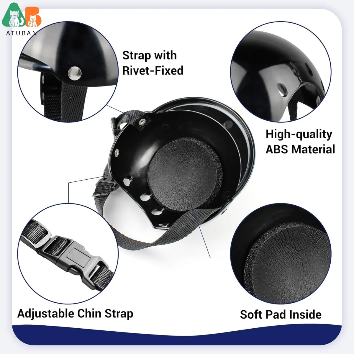 ATUBAN Small Dog Helmet,Dog Motorcycle Helmet,DIY Cat Hat,Dog Crash Helmet for Puppy Head Protection,Doggie Bike Helmet - imagen 4