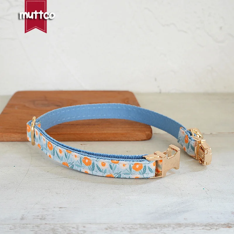 MUTTCO Venta al por menor grabado hermoso diseño de patrón de flores hecho a mano SKY SUN FLOWERS collar diseño único collar de gato 2 tamaños UCC153 - imagen 2