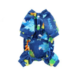 Pijama de franela invernal con dinosaurios para perros pequeños