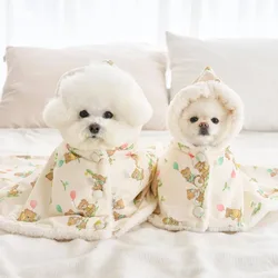 Manta abrigo con capucha para perro invierno – Oso y conejo blanco