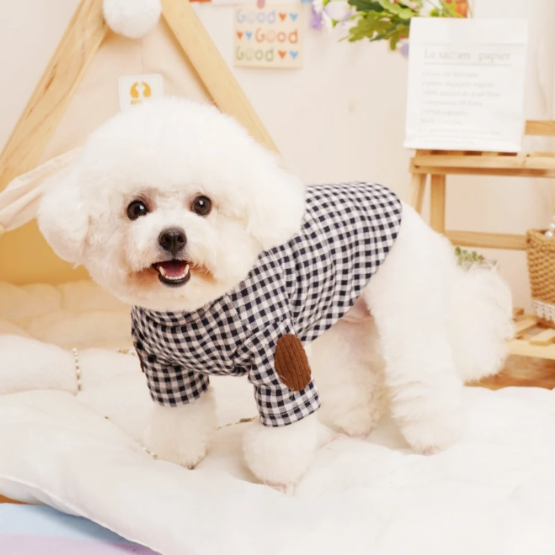Camisa a cuadros cálida para perros, ropa de algodón suave para perros, jerséis para cachorros a la moda, camisa para gatos de primavera, ropa para Chihuahua, disfraces bonitos para mascotas - imagen 4