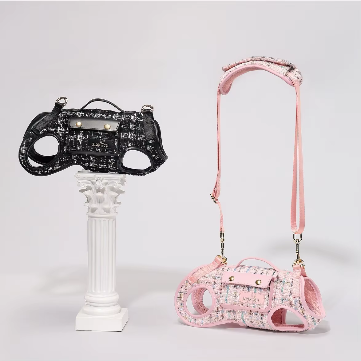 Bandolera portaperros para perros pequeños estilo tweed