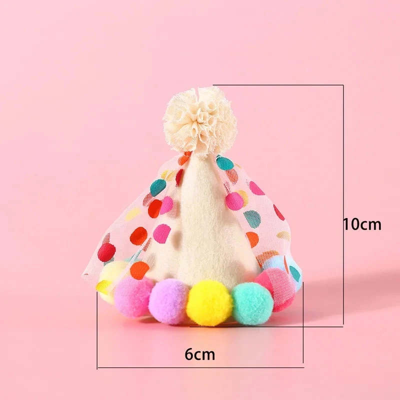 Sombrero para fiesta de cumpleaños para mascotas, babero de encaje con puntos para gatos, gorro de disfraz para perros pequeños y medianos, productos para mascotas, accesorios para cachorros - imagen 4