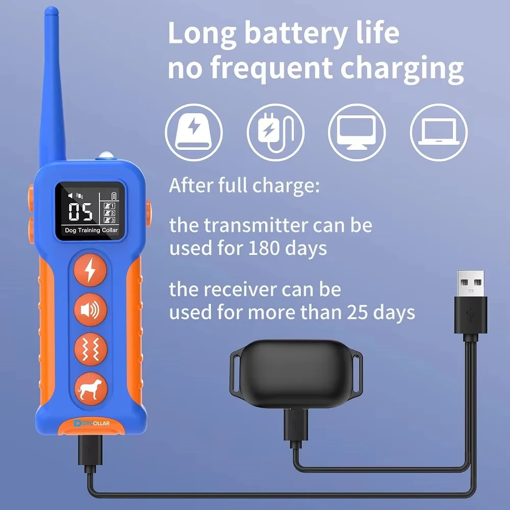 3300ft Dog Training Collar,Electric Collar with Shock ,Beep & Vibration Modes,IPX7 Waterproof Shock Collar for 5-120 Lbs Dogs - imagen 5