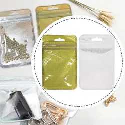 100 Uds. Contenedor de almacenamiento de bolsas Ziplock, Mini bolsas con cremallera, pequeña bolsa de polietileno, bolsas de almacenamiento de cuentas de pintura de diamantes para manualidades