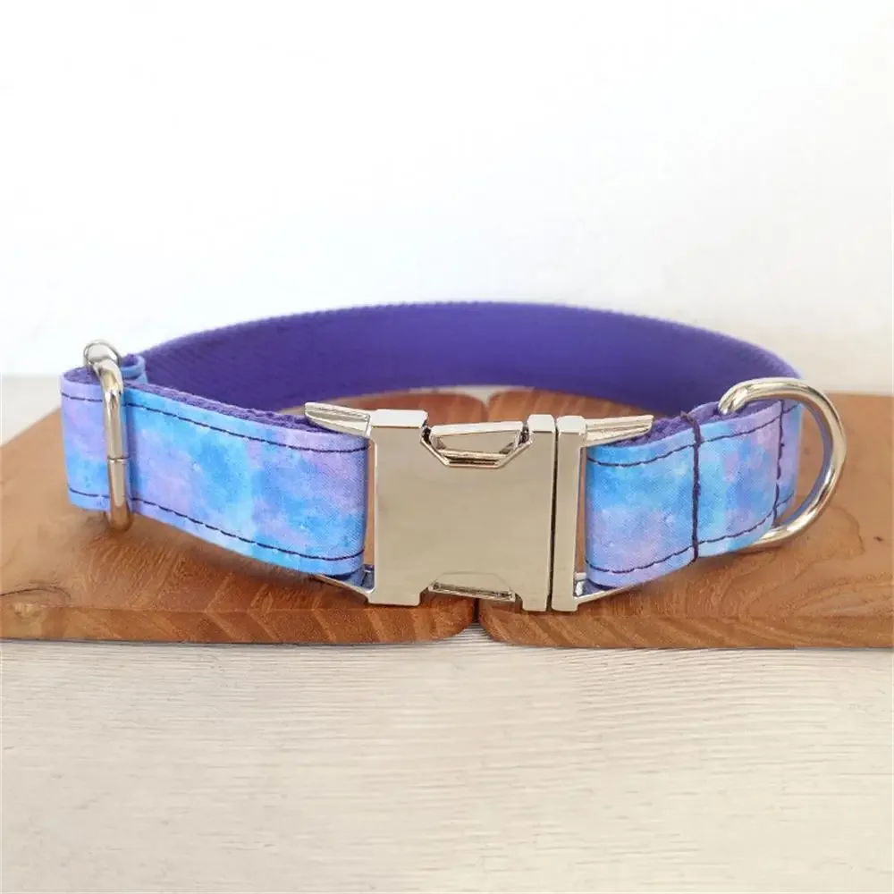 Collar de perro personalizado con grabado gratuito, correa para mascotas a juego, hebilla de Metal de contactos personalizados, Collar para mascotas Galaxy Space - imagen 2