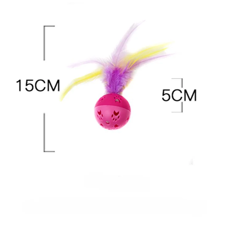 Bola de juguete con estampado de garra de plástico para gato, campana con pluma, suministros interactivos, novedad - imagen 4