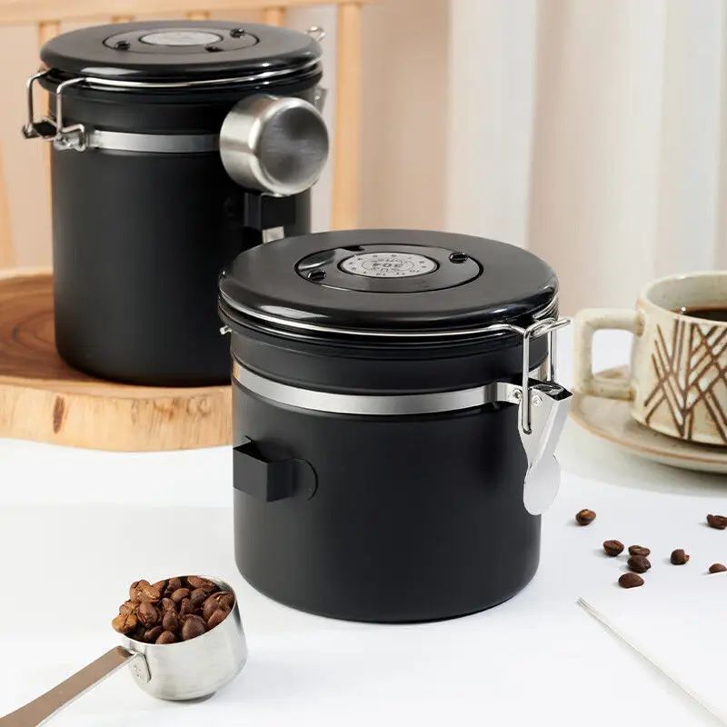 Cubo de almacenamiento de alimentos para perros y gatos de acero inoxidable, tarro de almacenamiento de leche en polvo, tanque sellado de granos de café de escape unidireccional al vacío - imagen 4