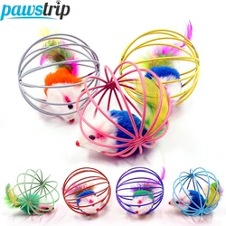 5 uds ratón para gato en jaula juguete interactivo bolas para gatos juguete Color aleatorio gatito juguetes creativos ratón para gato juguete suministros para mascotas