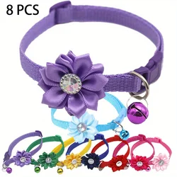 Collares flores ajustables para perros y gatos - Pack de 8