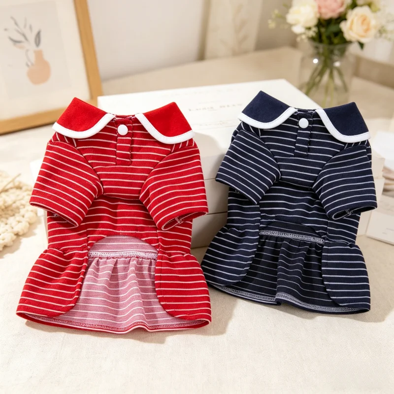 Vestido a rayas para perros y gatos – Ropa de moda para mascotas - imagen 3