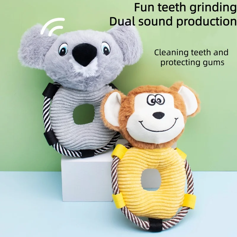 Nuevo juguete de peluche para mascotas, cuerda de algodón, koala, mono, perro, masticar, alivio del aburrimiento, juguete chirriante - imagen 2