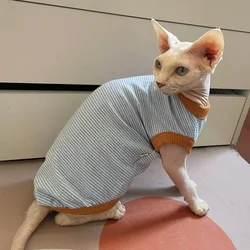 Chaleco sin mangas de algodón con rayas para gato Sphynx y Devon Rex