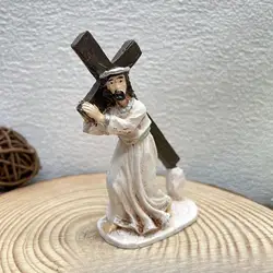 Estatuilla de crucifijo, estatua de Jesús, artesanía navideña, regalo, decoración del hogar, cristiano, santo católico para el hogar, estante de escritorio, colección de coches