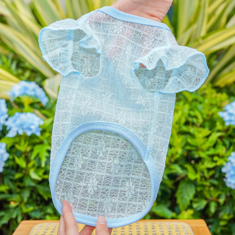 Ropa refrescante para perros, sudaderas con capucha transparentes en azul y rosa para perros pequeños, Chihuahua, Yorks, sudadera con manga voladora para cachorros, camiseta XS - imagen 2