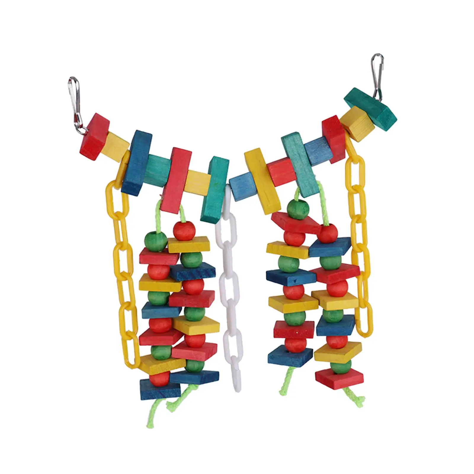 Multicolored Wooden Blocks Parrot Cage Bite Toy for Macaws Caiques