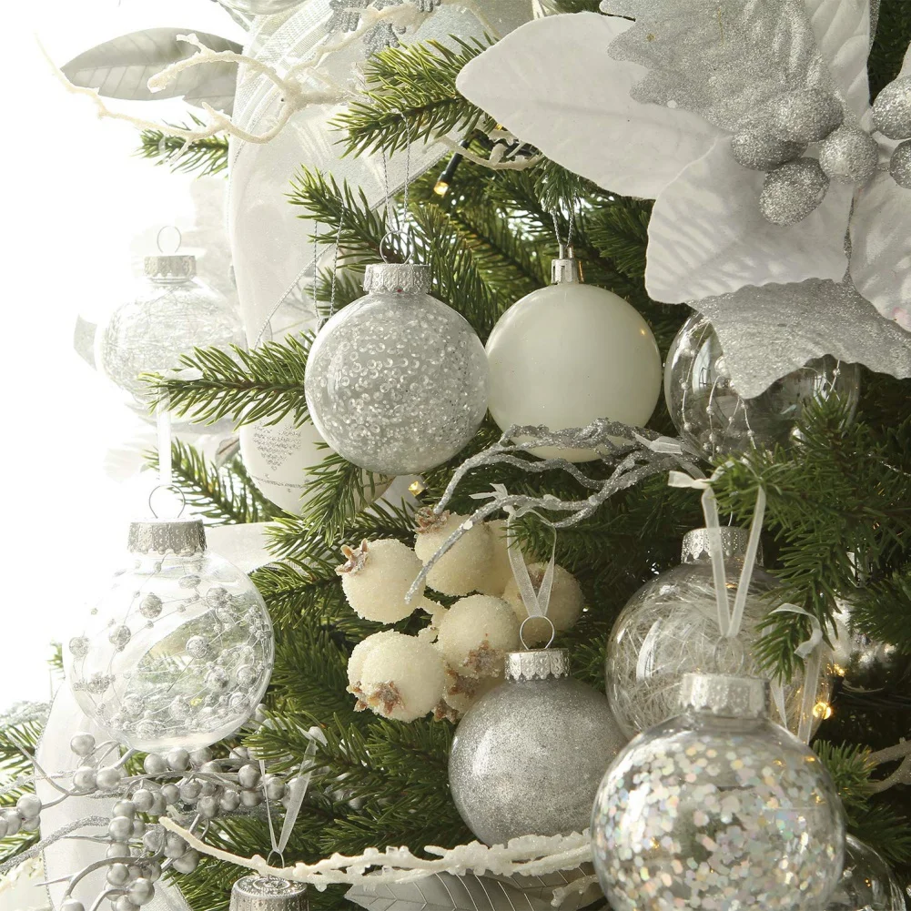 Adornos transparentes de bolas de Navidad, adornos inastillables para árbol de Navidad, lazo colgante para decoración del hogar, fiesta de vacaciones - imagen 5