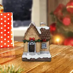 Casa de pueblo de Navidad, miniatura nórdica, paisajismo de Navidad, regalo de vacaciones, decoración Vintage, estatuilla de construcción, escultura de casa de nieve