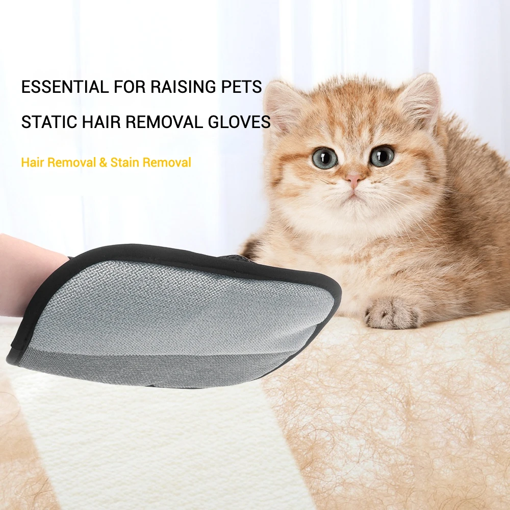 Guante de depilación para mascotas, limpiador de pelo estático, cepillo de terciopelo para perros y gatos, eliminador de polvo de pelusa reutilizable para ropa de sofá y cama