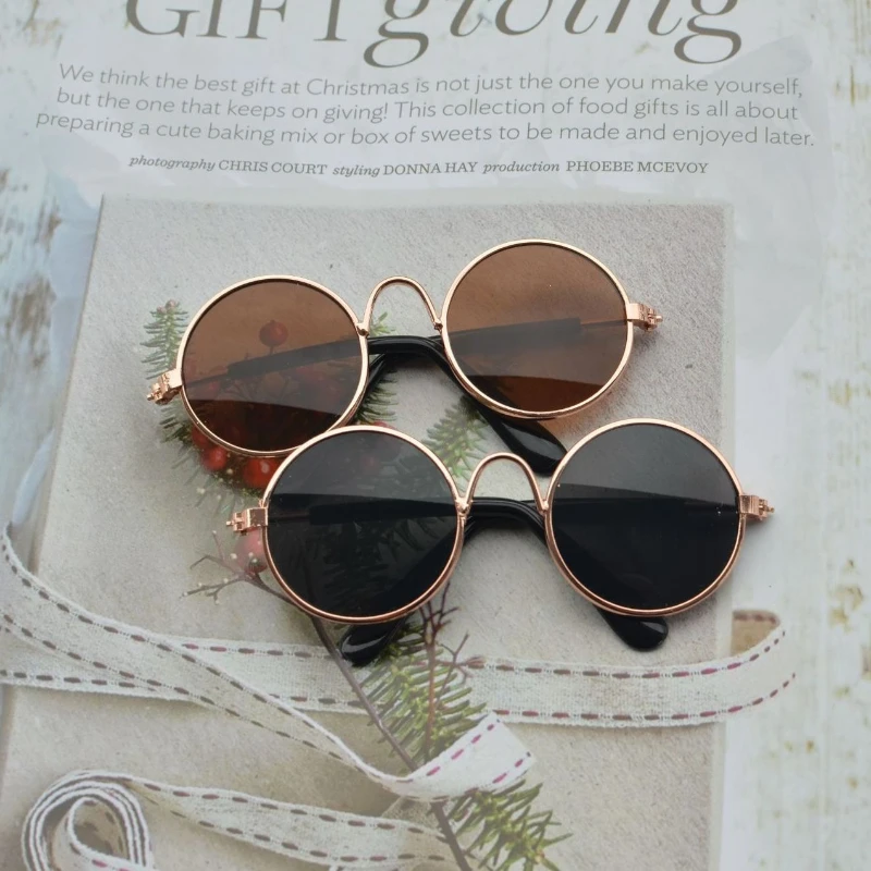 Gafas de sol redondas vintage para gatos, gafas para perros y gatitos pequeños, gafas reflectantes retro, accesorios geniales para cachorros y gatitos