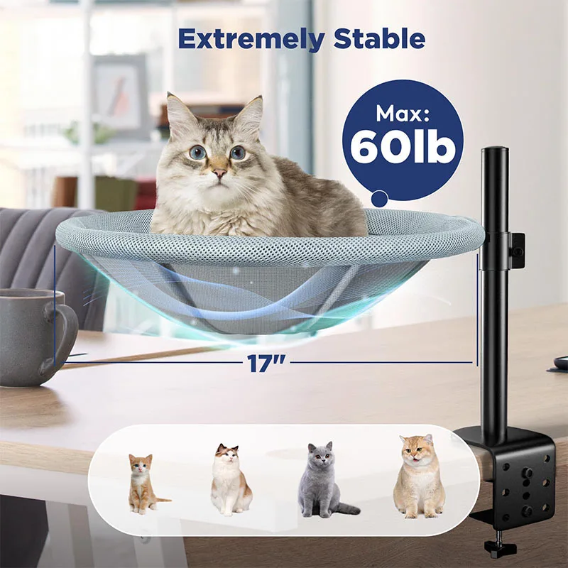 El marco de escalada para gatos con sujeción de mesa suspendido se puede ajustar en altura, capacidad de carga giratoria de 360 grados, productos para nido de mascotas de 20kg - imagen 4