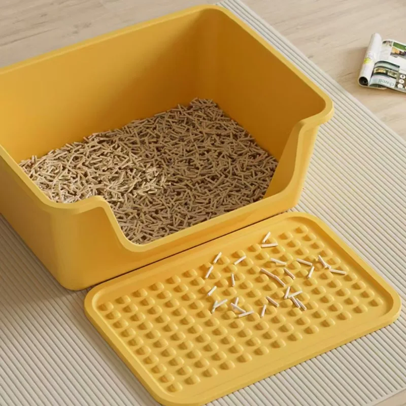 Caja de arena semicerrada para gatos, orinales para gatos, lavabo para entrenamiento de inodoro, estilo gigante, antisalpicaduras, abierto integrado, antiexterno - imagen 2