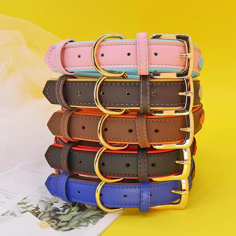 Collar de perro personalizado, collares trenzados acolchados de cuero PU para perros, grabado gratis, etiqueta de identificación para mascotas, placa con nombre para perros pequeños, medianos y grandes - imagen 3