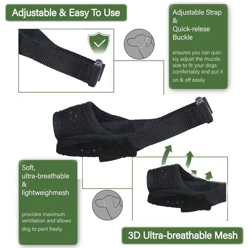 Bozal para perros de tamaño mediano, bozal para ladridos, malla de aire suave, transpirable, patrón de correa ajustable, boquillas para mascotas pequeñas - imagen 4