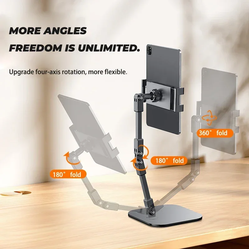 Soporte para tableta y teléfono móvil, giratorio 360, retráctil, plegable, estable, escritorio, aprendizaje en vivo, reloj de oficina, TV, soporte para mocasines - imagen 4