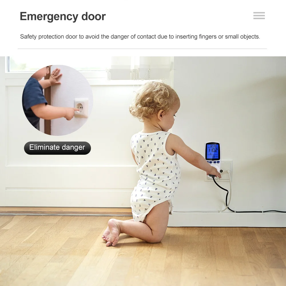 Vatímetro Digital, medidor de potencia de electricidad Kwh, LCD medidor de potencia, Analizador de potencia de salida, interruptor de alimentación, UE, EE. UU., Reino Unido - imagen 5