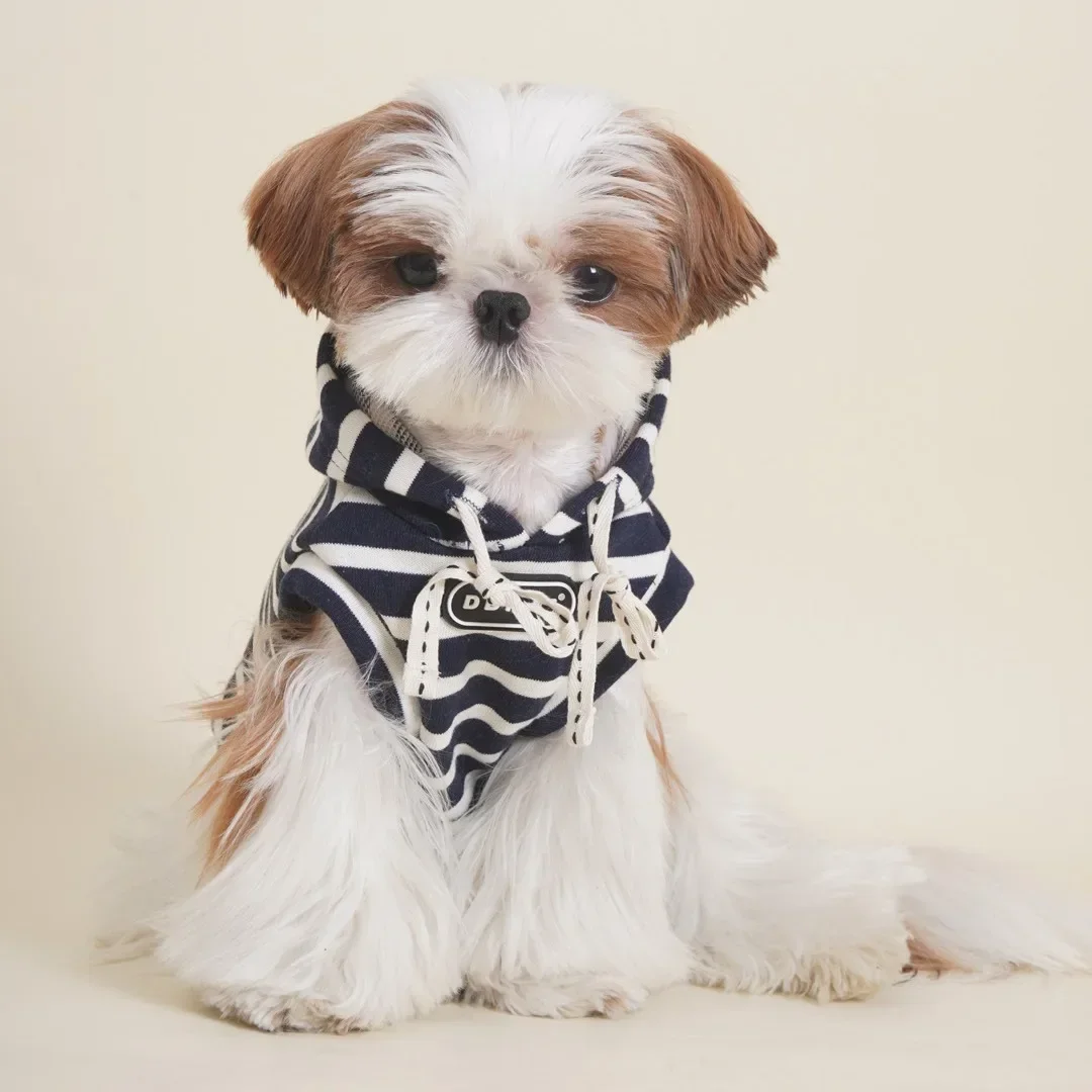 Sudadera con capucha a rayas para perros y cachorros, Sudadera con capucha para perros pequeños, Sudadera con capucha para mascotas de otoño e invierno, ropa de oso Schnauzer para perros pequeños - imagen 3
