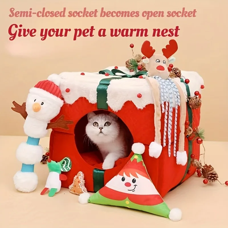 Cama cálida para gatos, suministros navideños para mascotas, alfombrilla para perros, productos para casas, Habitats, cosas, cesta de accesorios, Invierno