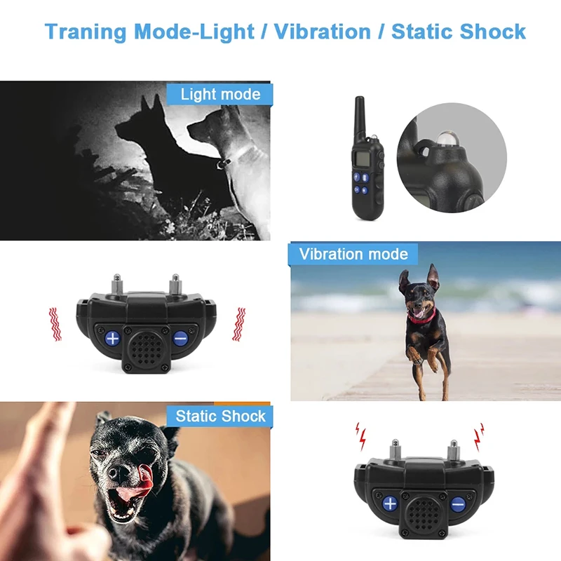 Collar de entrenamiento de walkie-talkie para perros, modelos de vibración de descarga eléctrica, collares de entrenamiento para perros pequeños, medianos y grandes, 2000m - imagen 4