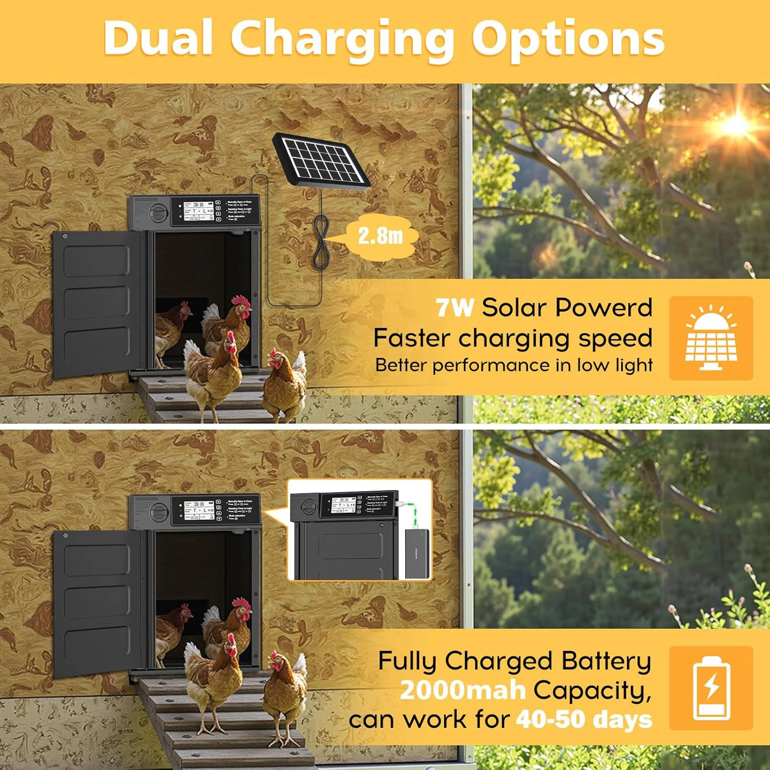 Puerta automática solar para gallinero con temporizador y sensor - imagen 5