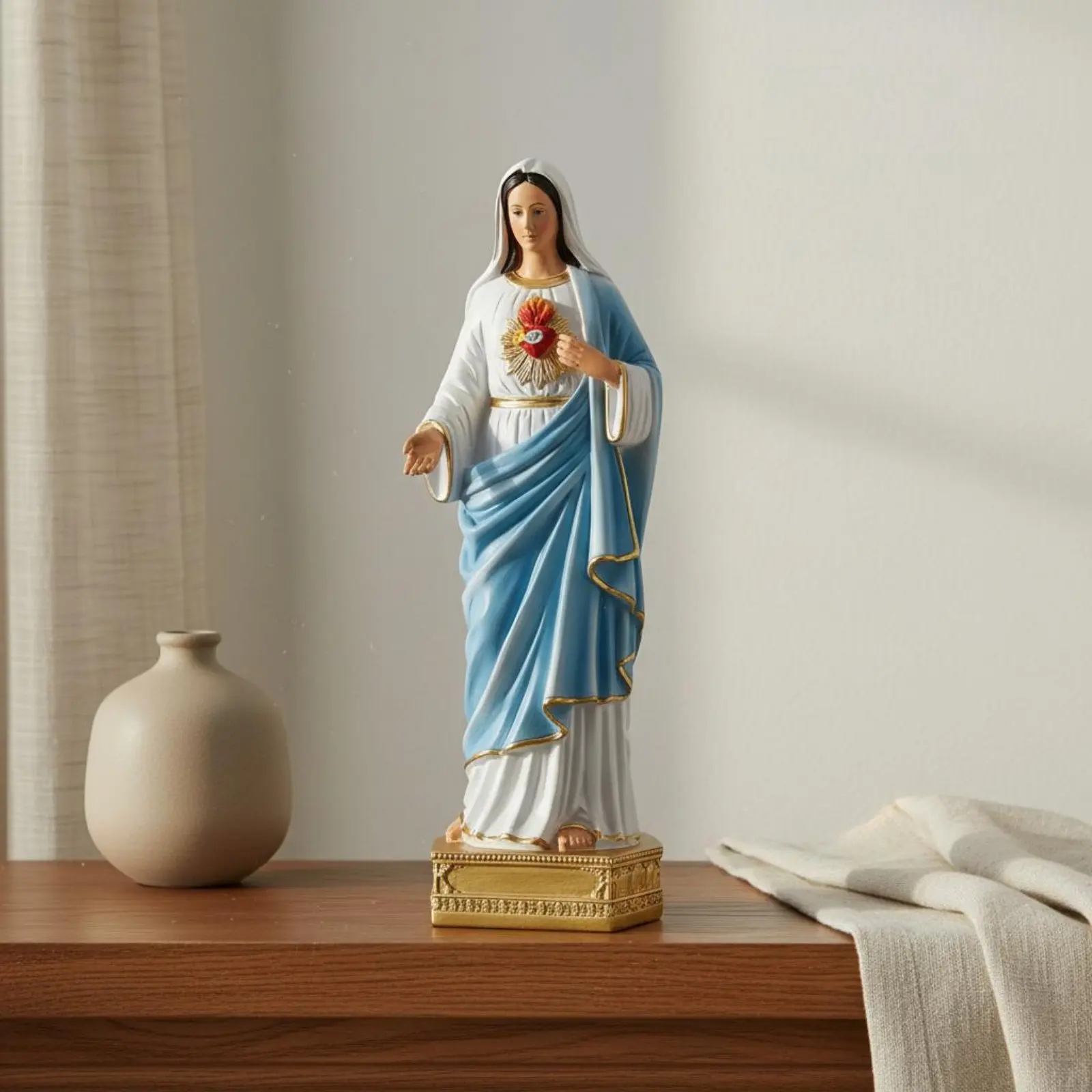 Figura Virgen María resina – Decoración hogar fácil de limpiar - imagen 4