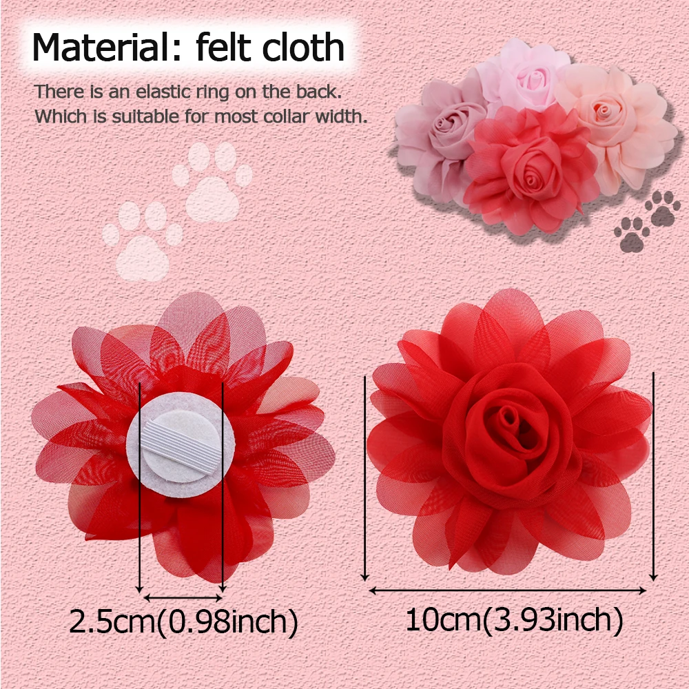 Collar de flores grandes para perro, accesorio para Collar de flores, pajarita para perro, suministros para mascotas, accesorios para perros pequeños, 50px - imagen 3