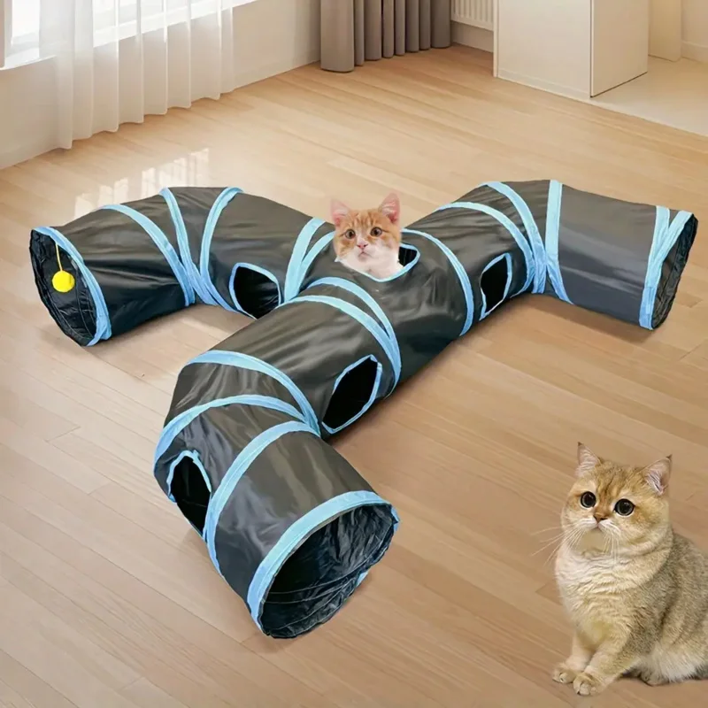 Cat Tunnel Three Ways Foldable Cat Tunnel Pet Supplies Cat Y Pass Play Tunnel Breathable Drill Barrel Kitty Interactive Fun Toy - imagen 5