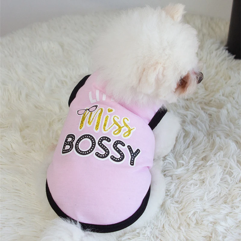 Letter Print Pet Sleeveless Vest for Small Dogs Cozy Cotton Puppy Dog Cat Shirt Cotton Clothes Poodle Schnauzer masoctas Shirts - imagen 5