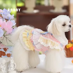 Vestido perro primavera encaje princesa para perros pequeños