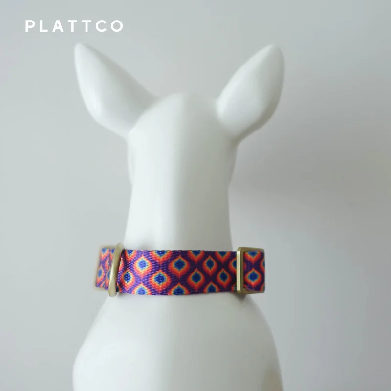 Fabricantes PLATTCO, mascota de transferencia de calor colorida personalizada con correa, Collar de perro ajustable, gema de arcoíris PDC362 - imagen 4