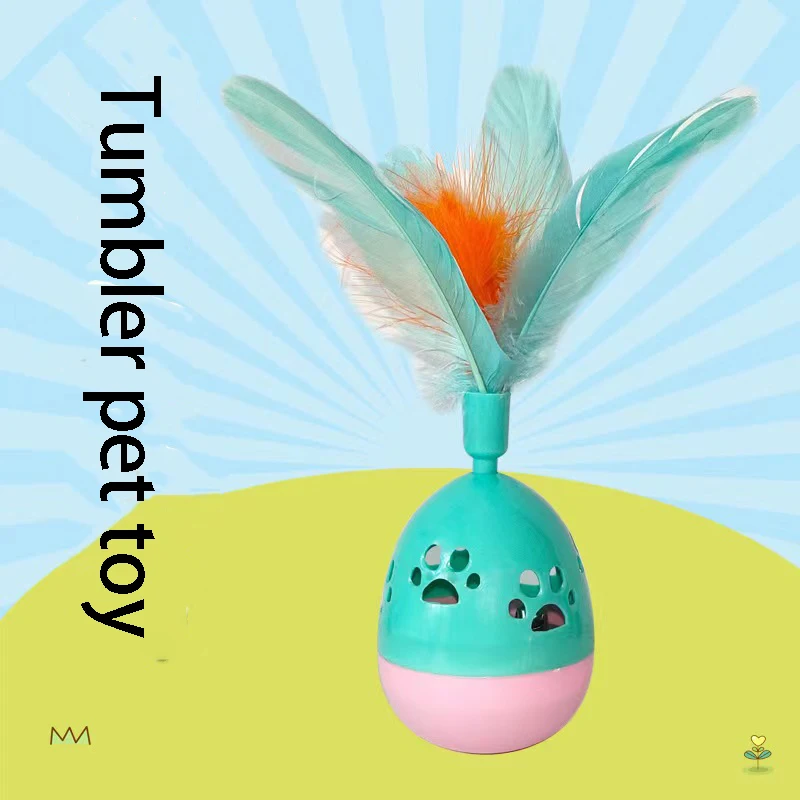 Pluma de campana roly-poly juguete de interacción para mascotas, mejora las emociones de las personas, Bola de derrame Bicolor, suministros para mascotas, juguetes para gatos, accesorios para gatos - imagen 2