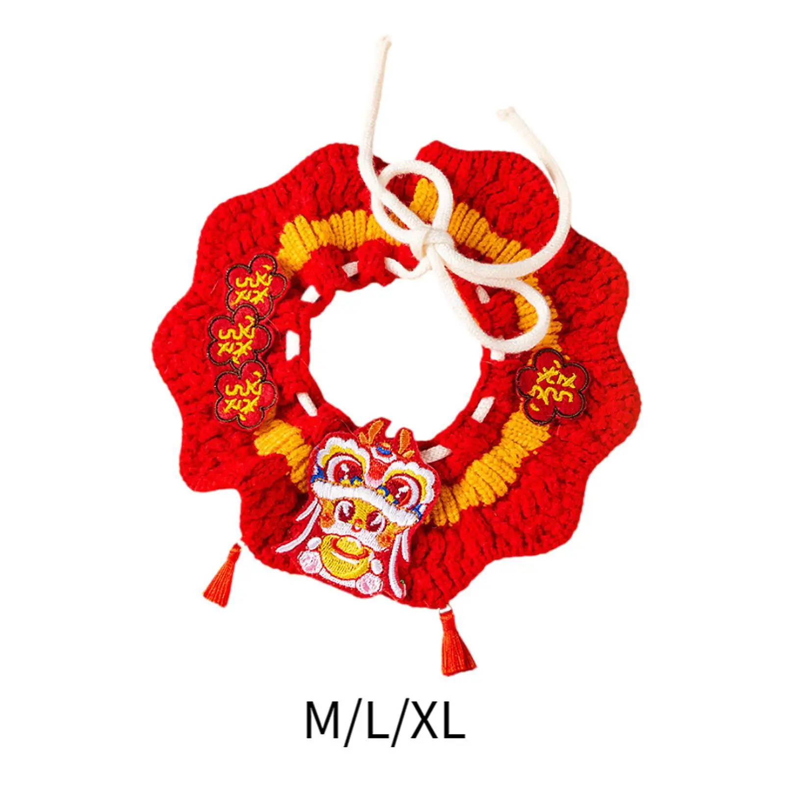 New Year Cat Collar Adjustable Knit Pet Scarf Dress up Costume Cute Handwoven Crochet Bib Kitten Necklace Scarf for Dogs Pets